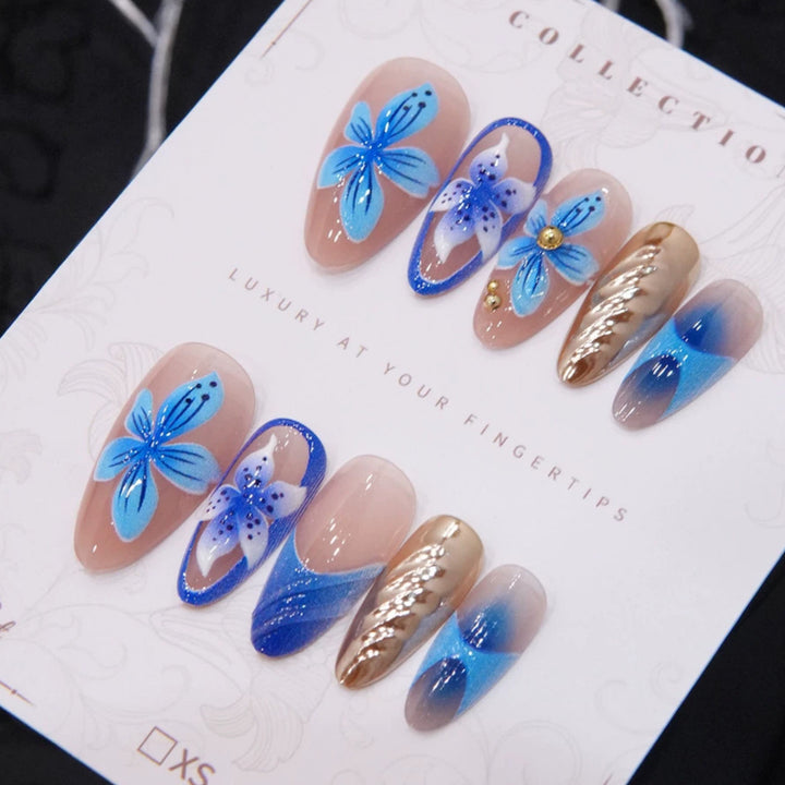 Künstlerisches Floral Press-On Nail Set