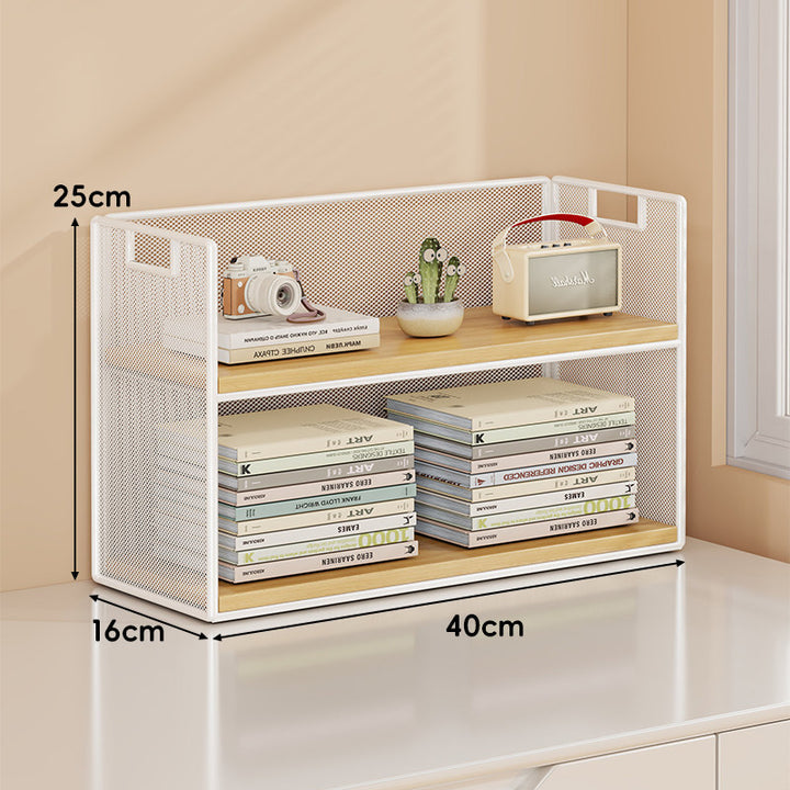 Mesh Stufiger Desktop-Organizer-Regal mit Griffausschnitten