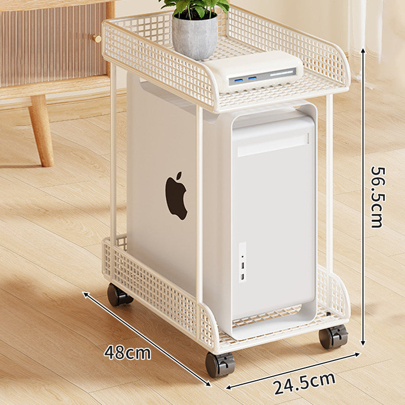 Untertisch-Roll-PC-Tower-Ständer mit Netzablage und verriegelbaren Rollen