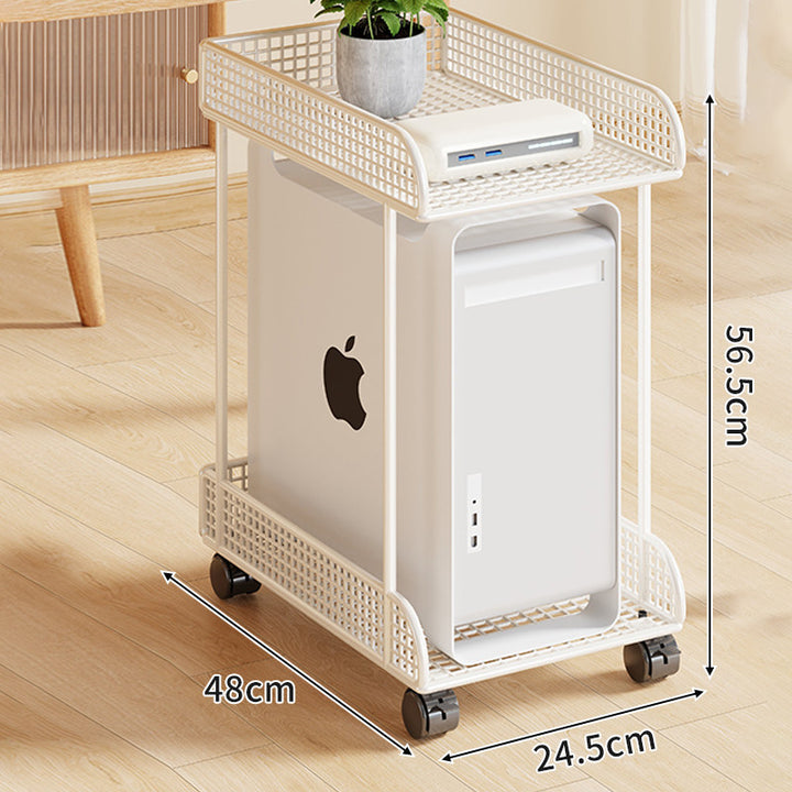 Untertisch-Roll-PC-Tower-Ständer mit Netzablage und verriegelbaren Rollen