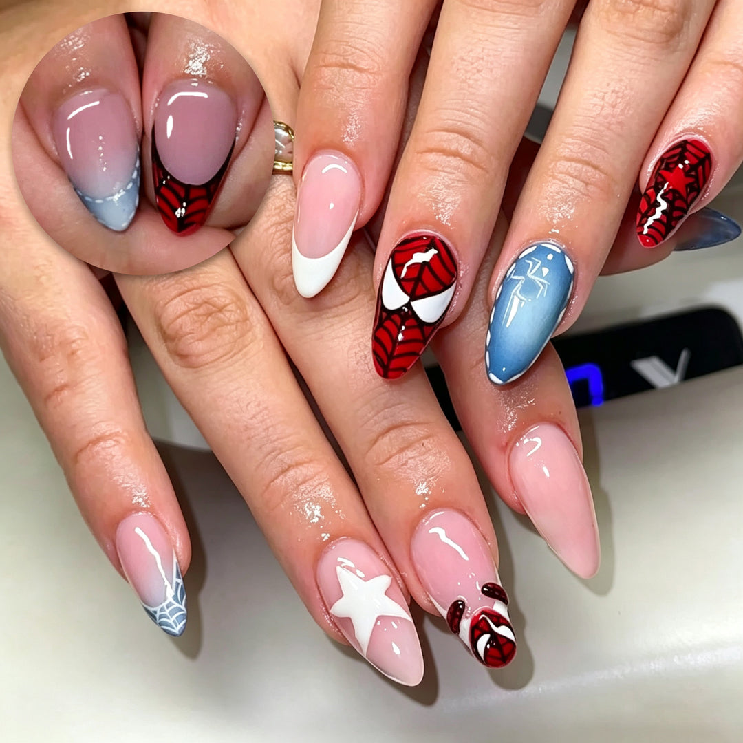 Superhelden-inspirierte Press-On Nagelkunst
