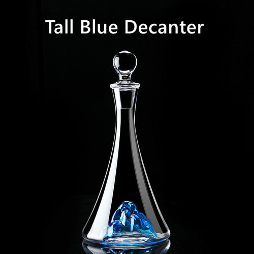 Kristallglas Blau Stiel Burgunder Weinglas Mit Blauem Berg Weinkaraffen Sets | Karnz