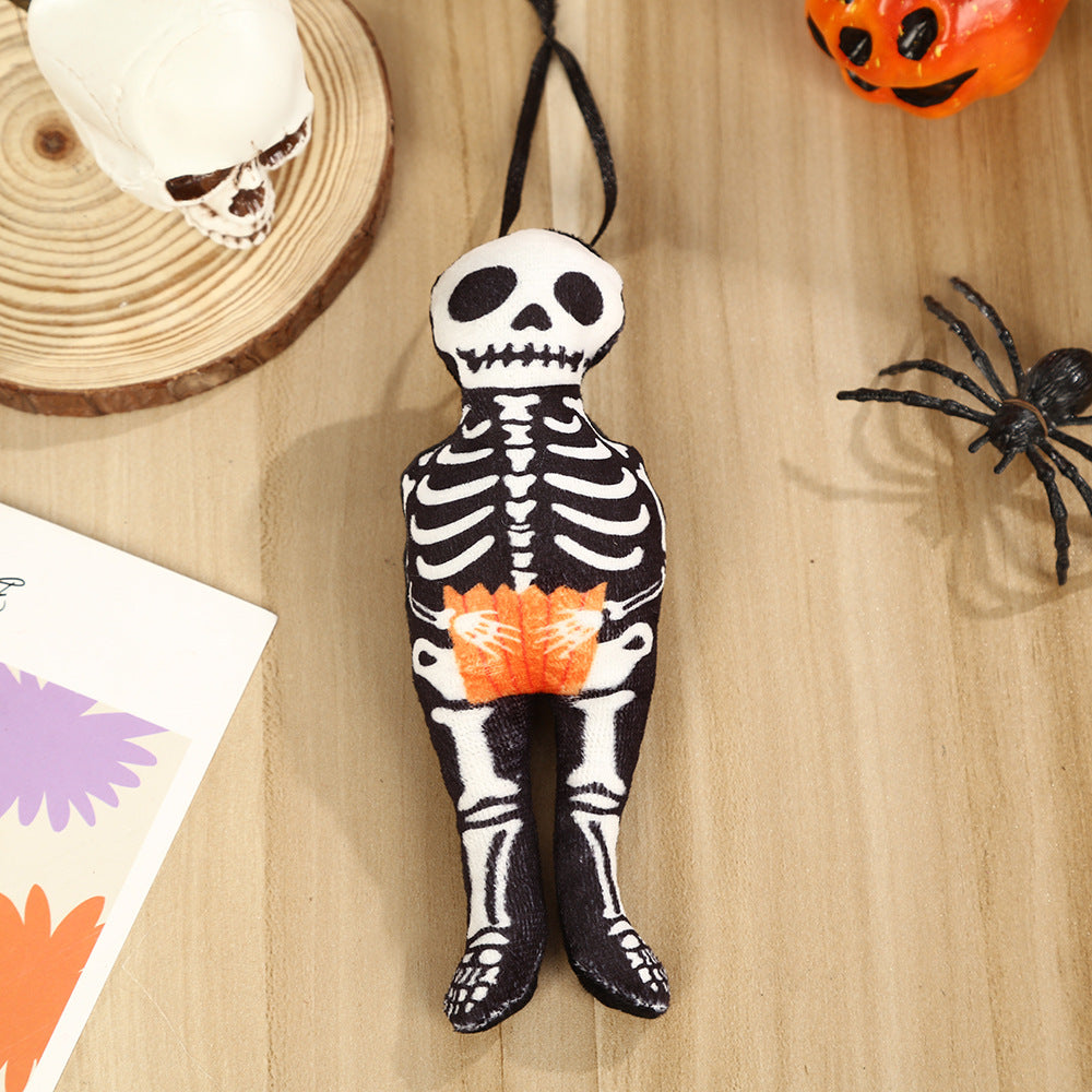Niedlicher Halloween Kürbis Plüsch-Dekoanhänger mit Tüll