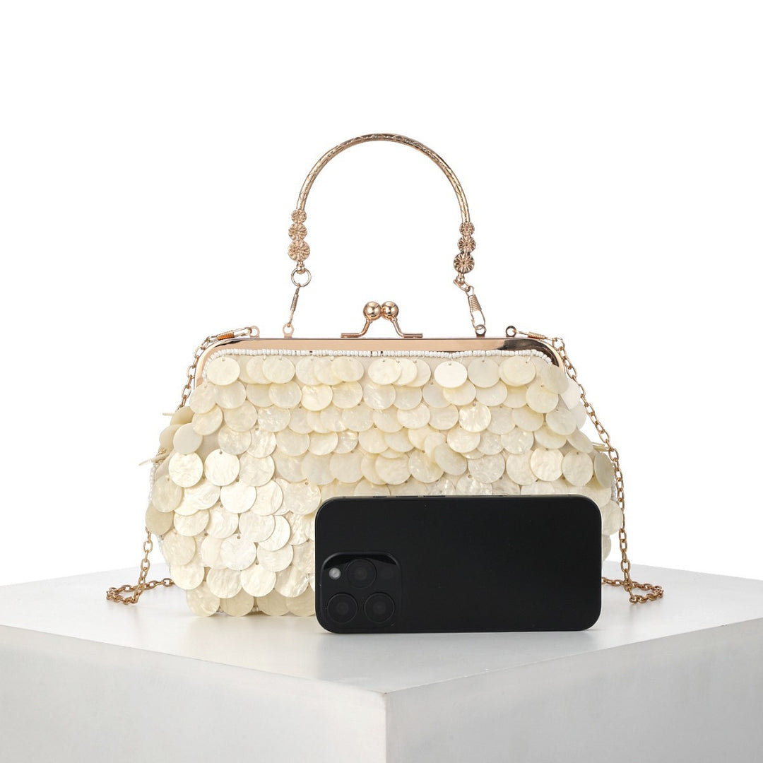 Elegante Muschel-Pailletten Abendhandtasche