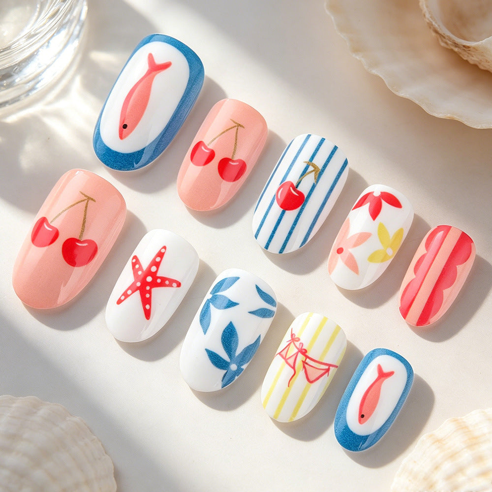 Künstlerische Sommer-Themen Druck-Nagelkunst Karnz