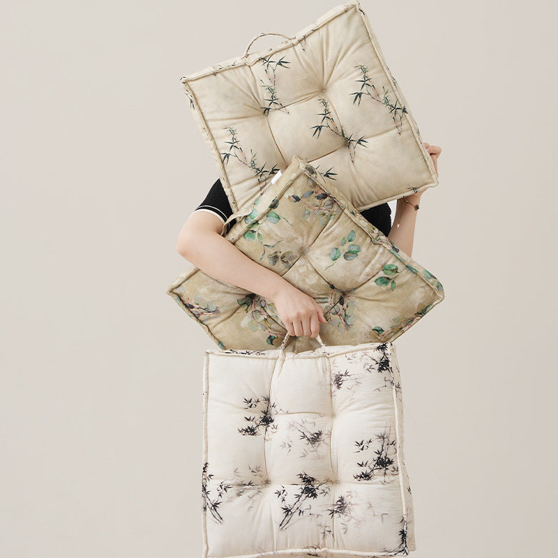 Gepolsterte Sitzauflage mit Tufting und Bambusmotiv