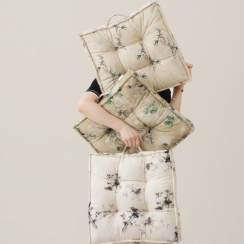 Gepolsterte Sitzauflage mit Tufting und Bambusmotiv