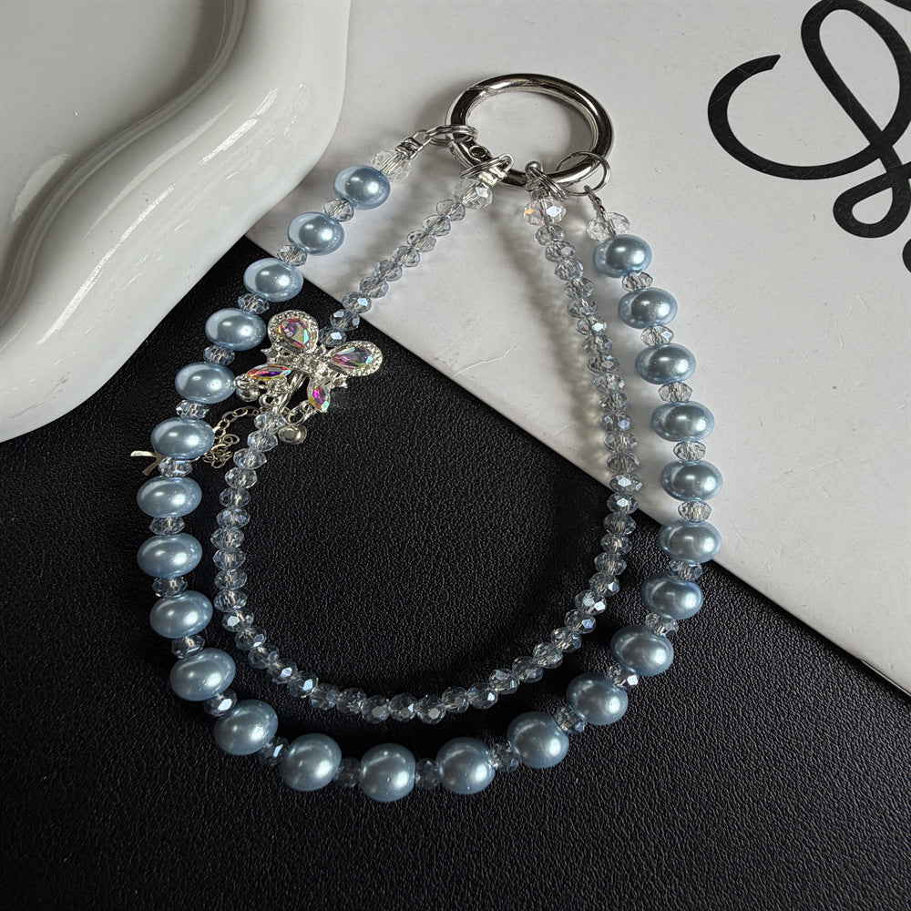 Elegante Perlen- und Kristall-Anhänger Telefon-Lanyard Karnz