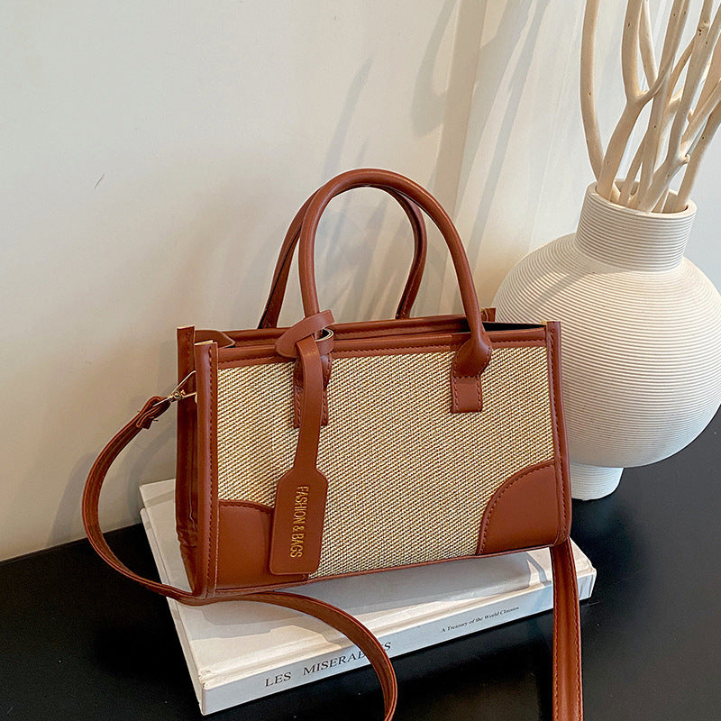 Strukturierte Canvas- und Kunstleder-Tasche