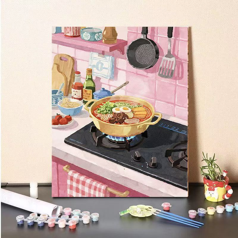 DIY Küche Szene Malen nach Zahlen Leinwand Kunst Karnz