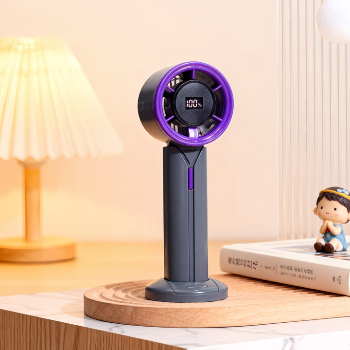 Damen Tragbarer Mini-Ventilator mit digitaler Geschwindigkeitsanzeige und USB-Ladefunktion Karnz