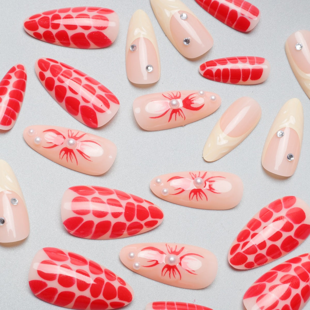 Künstlerische Florale und Textur Stiletto Nagelverlängerungen Karnz