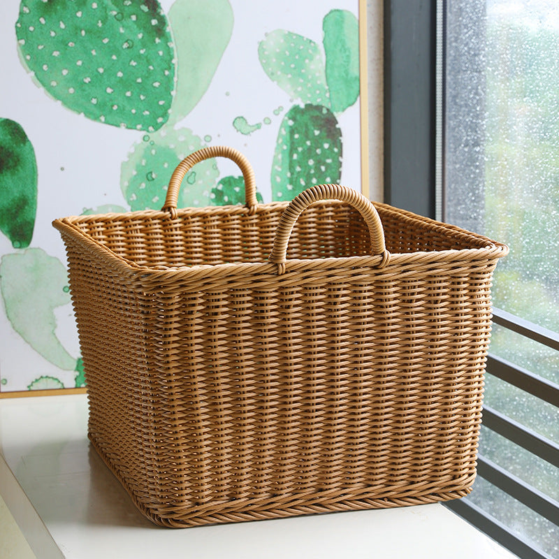 Unisex Geräumiger Aufbewahrungskorb aus geflochtenem Rattan Karnz