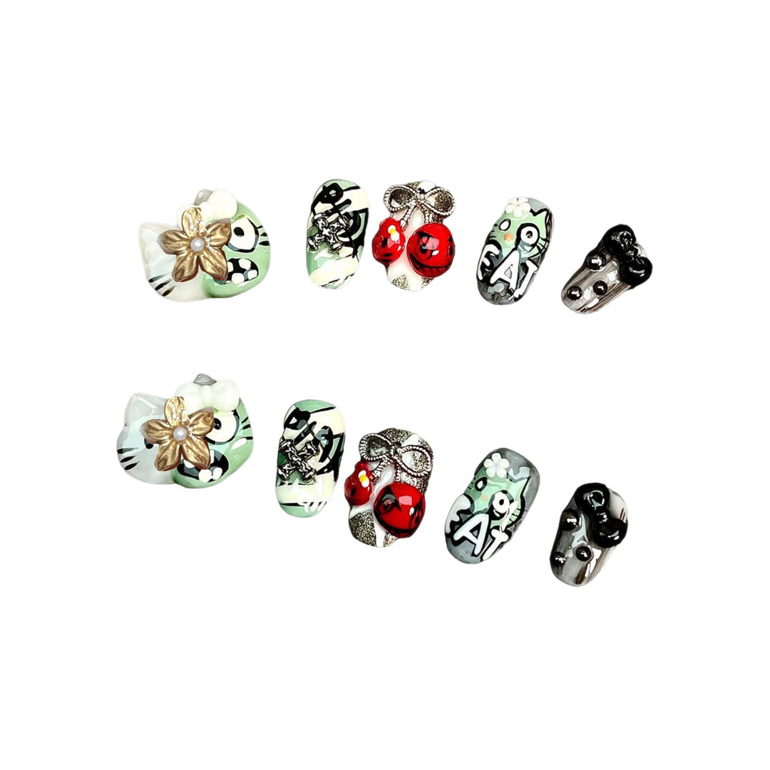 Verspieltes Charakterdesign Press-On Nagelkunstset Karnz