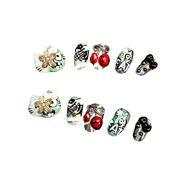 Verspieltes Charakterdesign Press-On Nagelkunstset Karnz