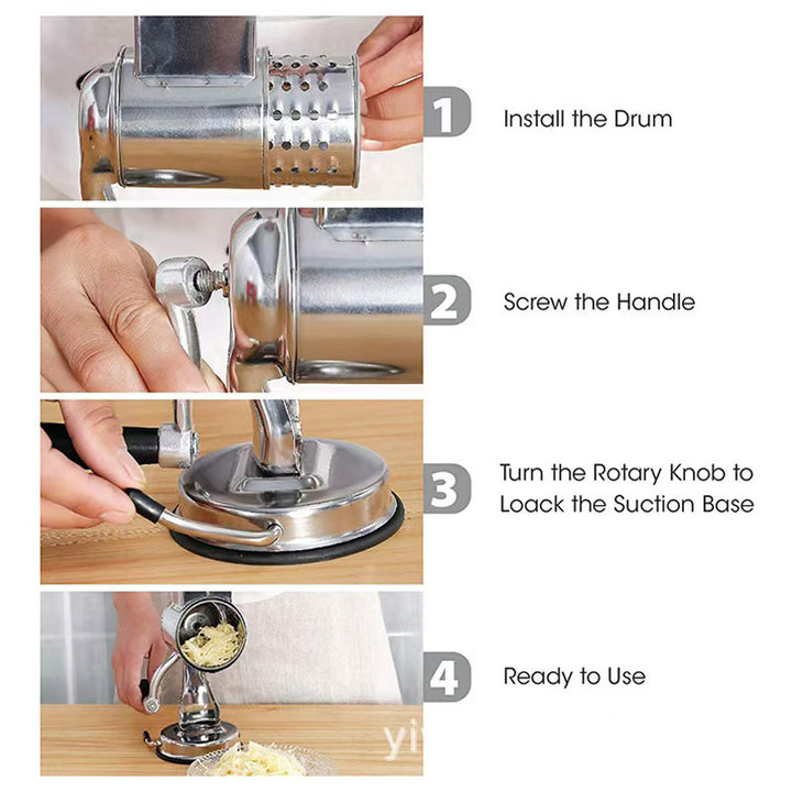 Rotary Multi-Drum Manual Grater and Slicer