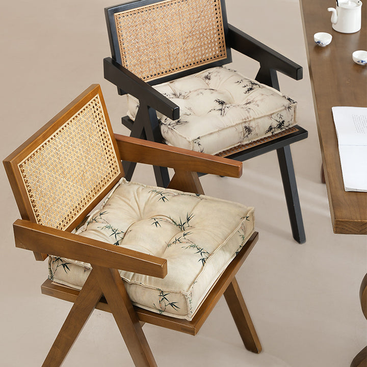 Gepolsterte Sitzauflage mit Tufting und Bambusmotiv