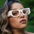 Damen oversized Sonnenbrille mit geometrischem Rahmen und UV-Schutz Karnz
