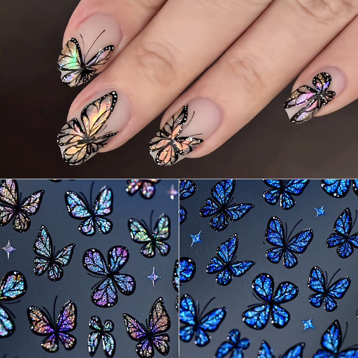 Glitzernde Schmetterling Nagelkunst Aufkleber