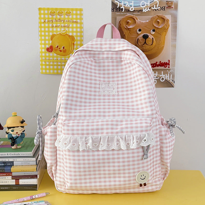 Süßer Gingham-Print-Rucksack Karnz