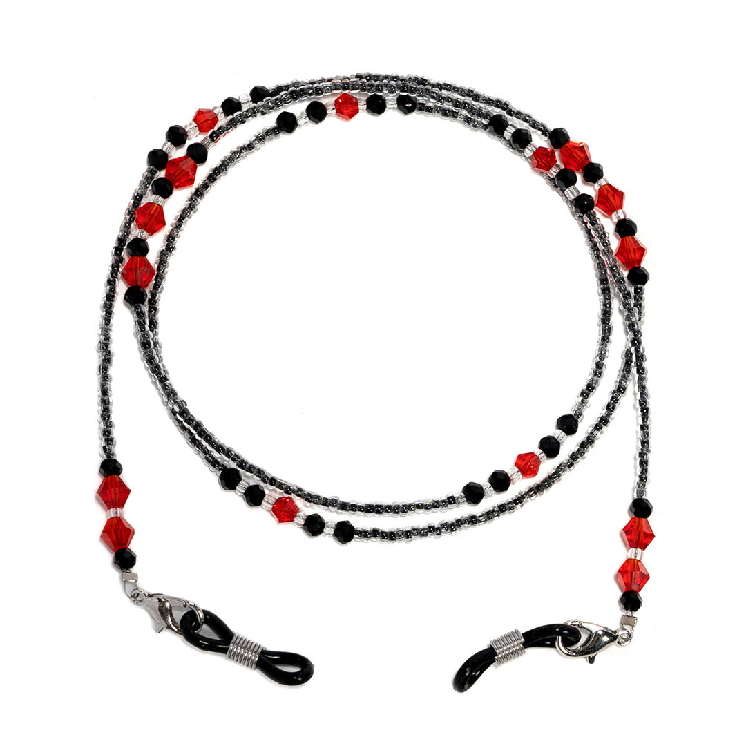 Elegante lila Perlen Brille Kette Karnz