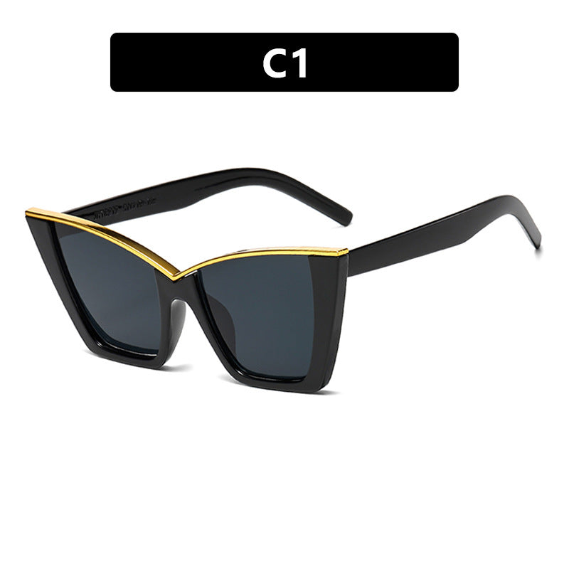 Damen extravagante Sonnenbrille mit einzigartigem Design und goldenen Akzenten Karnz