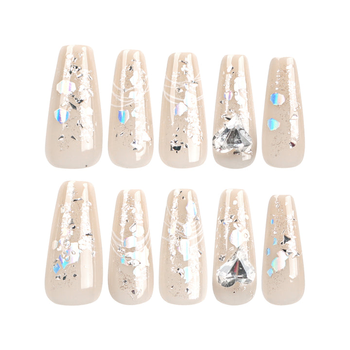 Elegante Nagelverlängerungen mit Glitzer- und Blumendesign Karnz