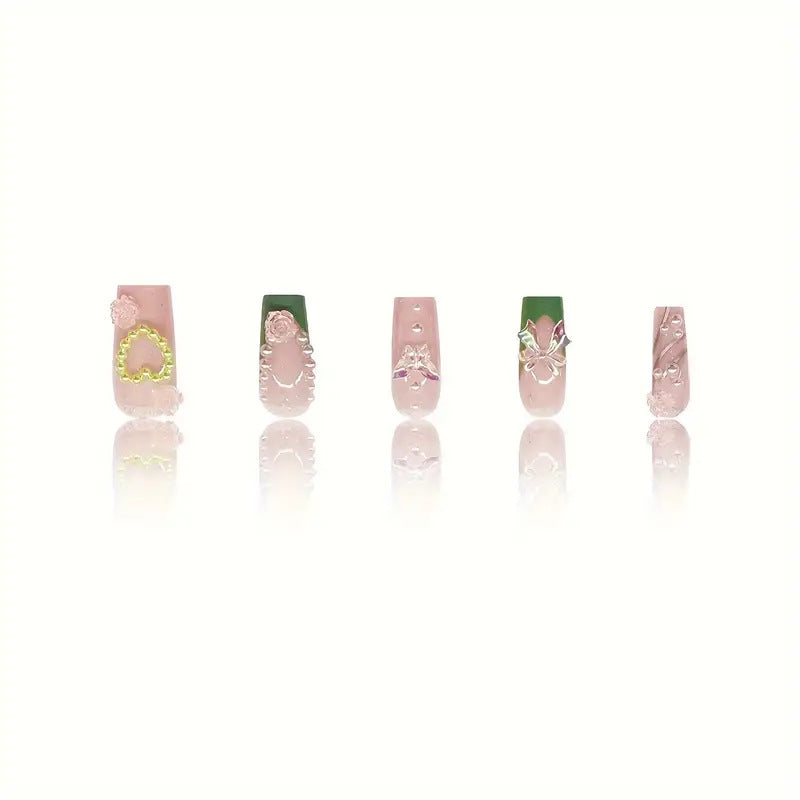 Dekorative Acryl-Blumen Press-On Nagelkunst Karnz