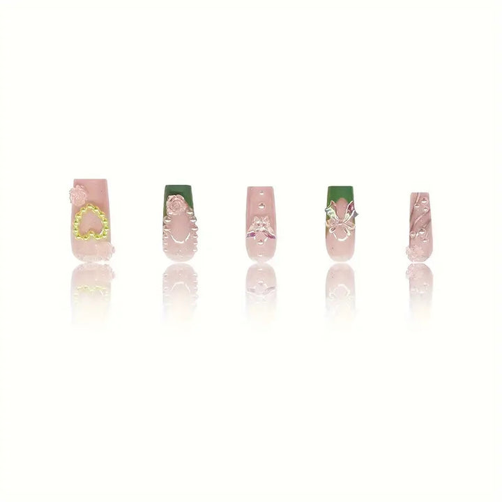 Dekorative Acryl-Blumen Press-On Nagelkunst Karnz