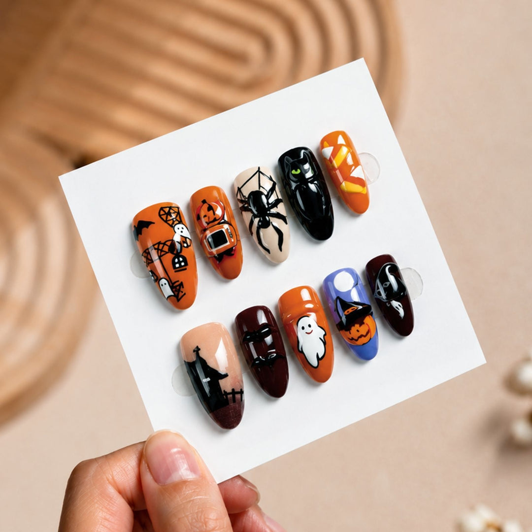 Kunstnagelset mit gruseligen Halloween-Motiven Karnz