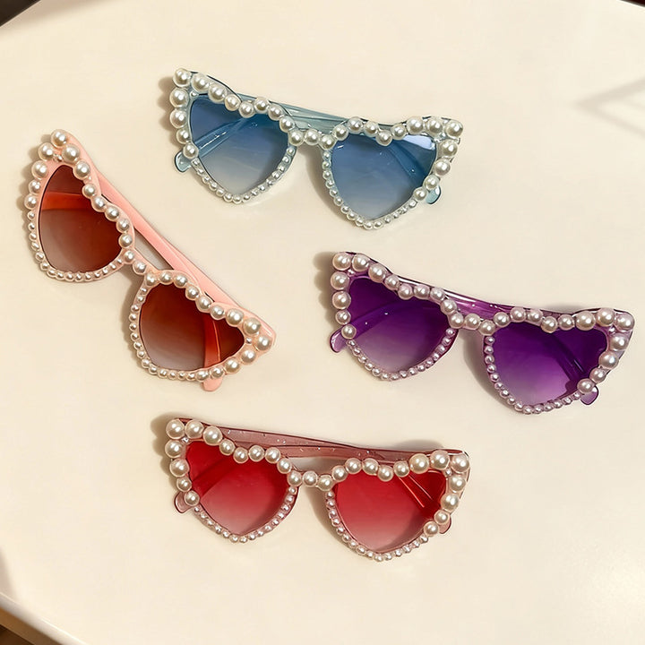 Dekorative mit Perlen verzierte Cat-Eye-Sonnenbrille Karnz