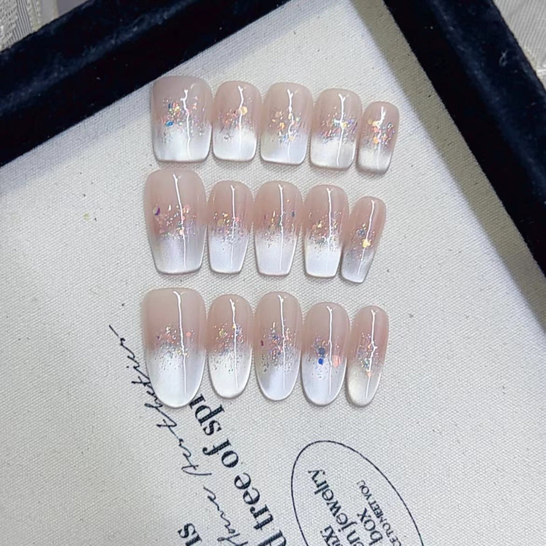 Premium Ombre Glitzer Press-On Nagelset Karnz