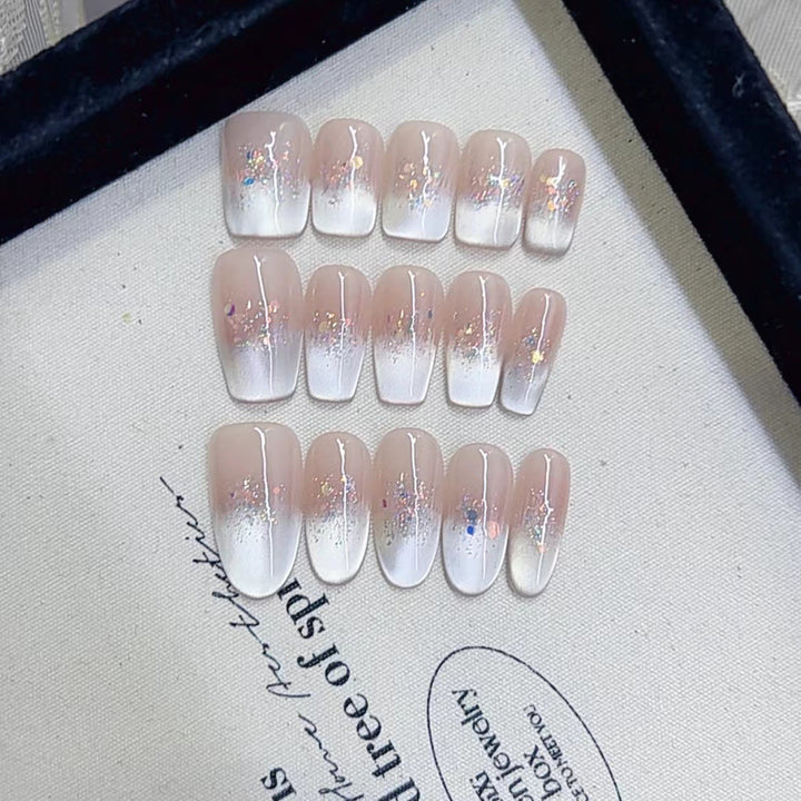 Premium Ombre Glitzer Press-On Nagelset Karnz