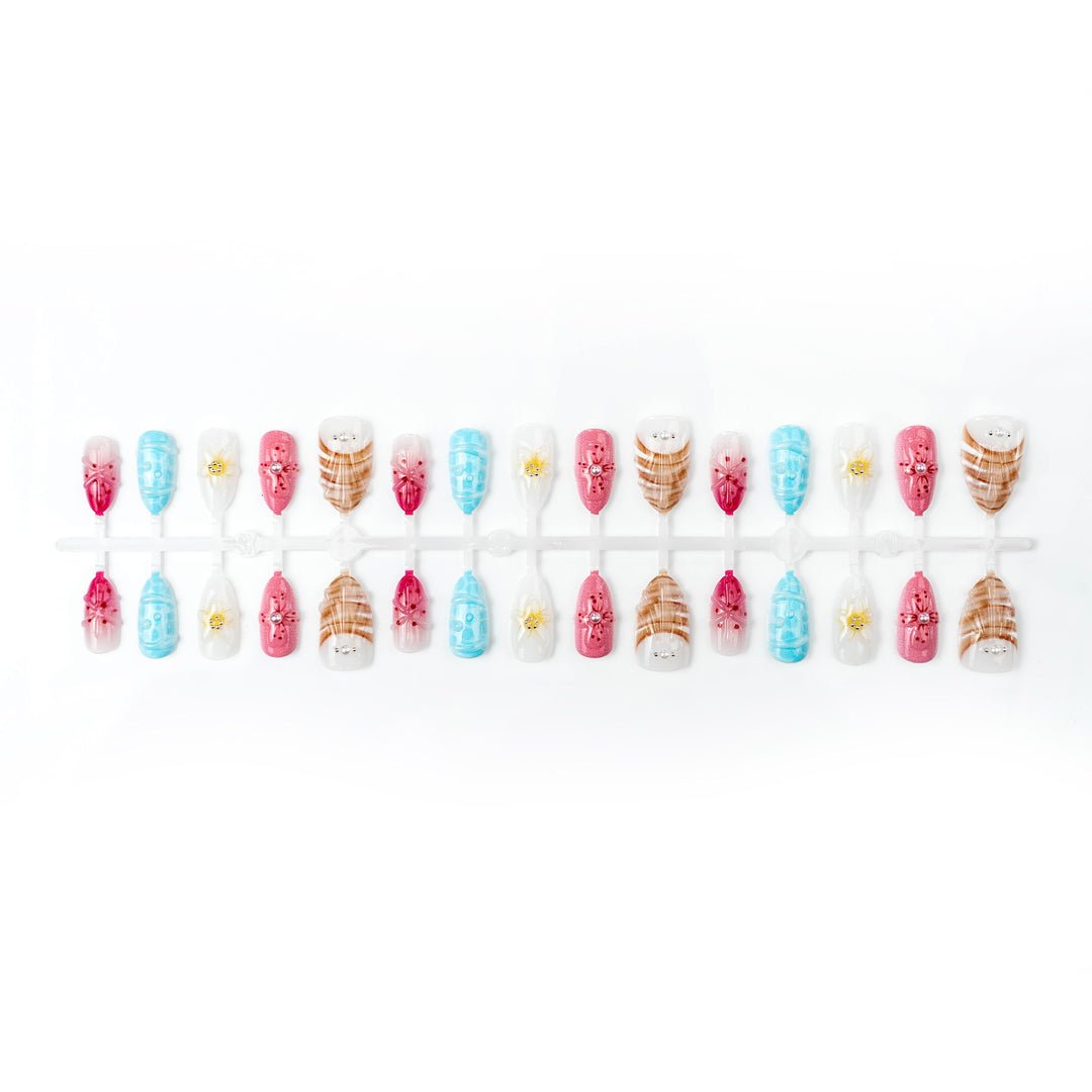 Künstlerisches 3D-Blumen-Aufkleber-Nagelset