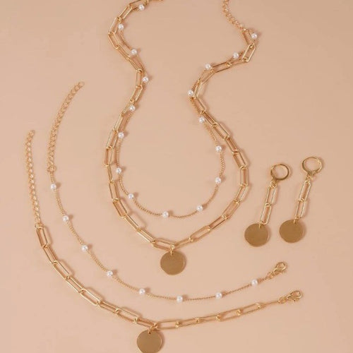 Elegantes Perlen- und Goldketten-Schmuckset Karnz
