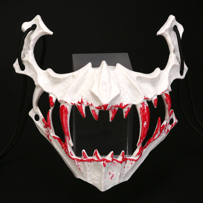 Halbgesichtsmaske mit fletschenden Vampirzähnen und verstellbarem Gummiband