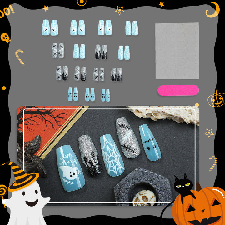 Kreatives Halloween-Themen Press-On Nagelkunst-Set