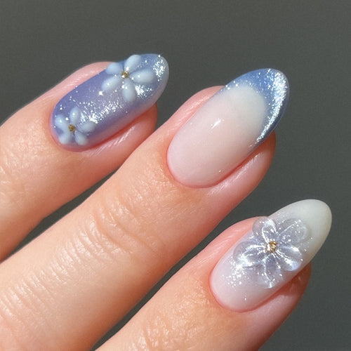 Künstlerische Blumen Design Press-On Nagelspitzen Karnz