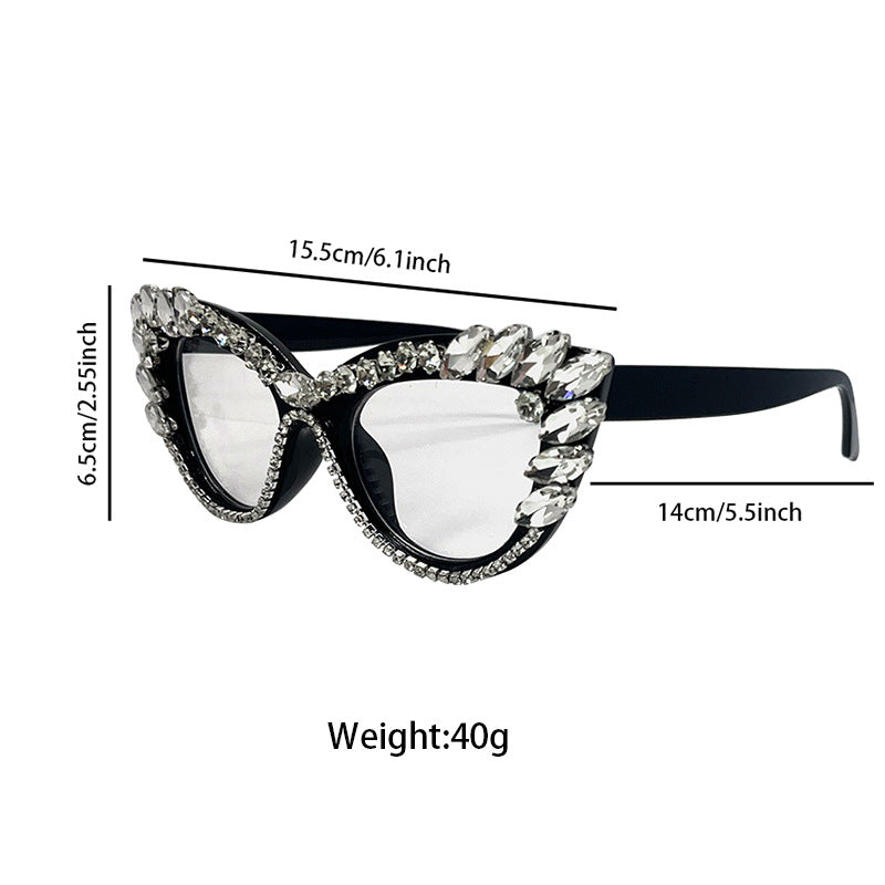 Luxuriöse Katzenaugen-Rhinestone-Sonnenbrille Karnz