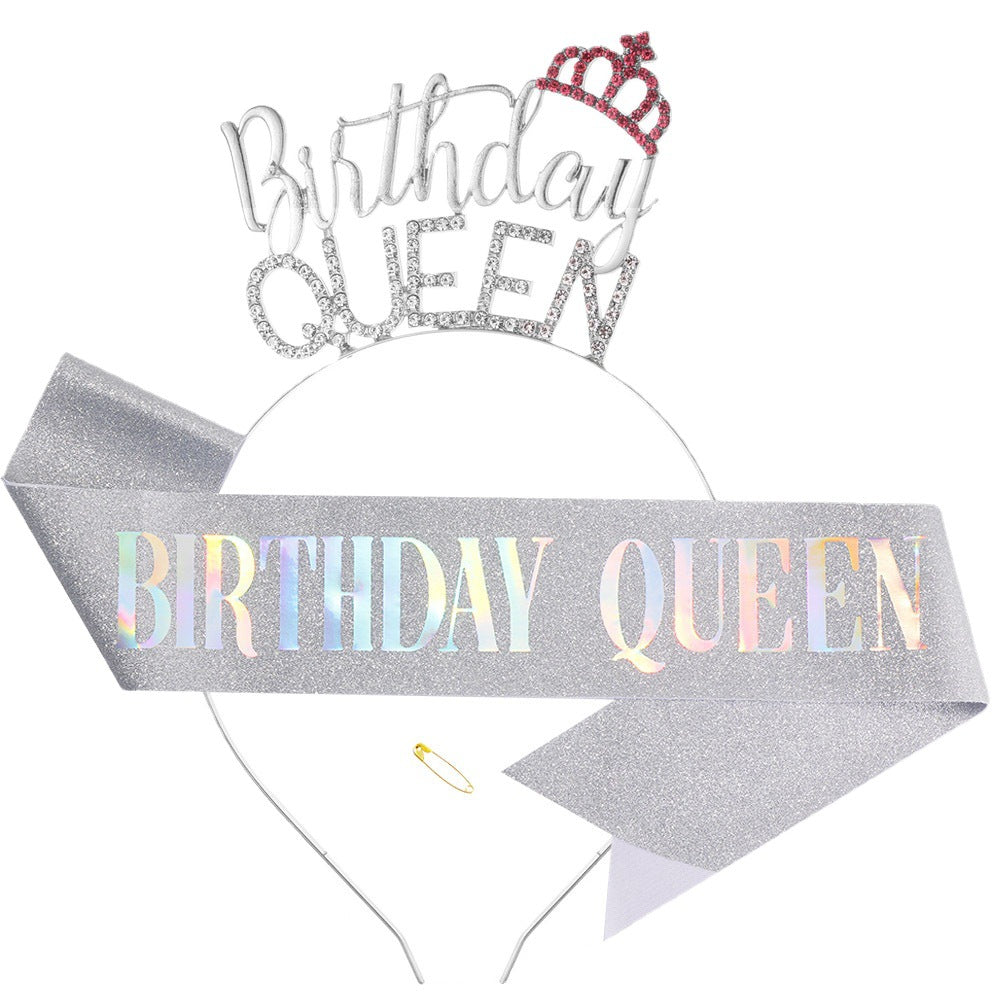 Damen Glitzernder Haarreif mit "Birthday Queen"-Schriftzug Karnz