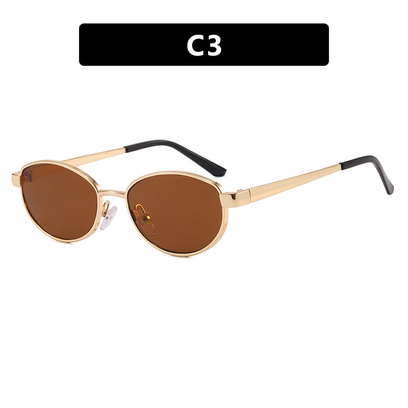 Damen modische Sonnenbrille im eleganten Ovaldesign mit hochwertigem Metallrahmen Karnz