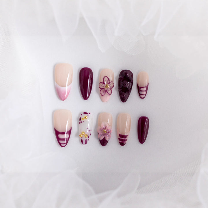 Blumenmotiv Press-On Nagelkunst