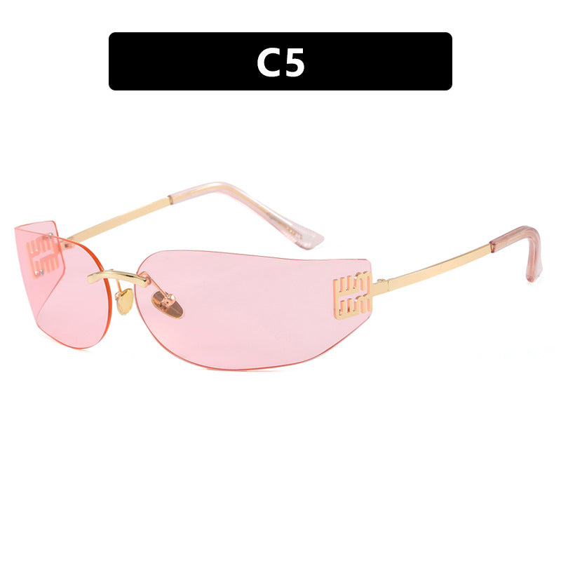 Damen futuristische Designer-Sonnenbrille mit ausgefallenem Rahmen und UV-Schutz Karnz