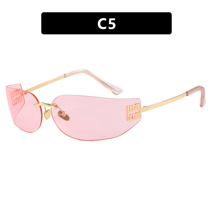 Damen futuristische Designer-Sonnenbrille mit ausgefallenem Rahmen und UV-Schutz Karnz