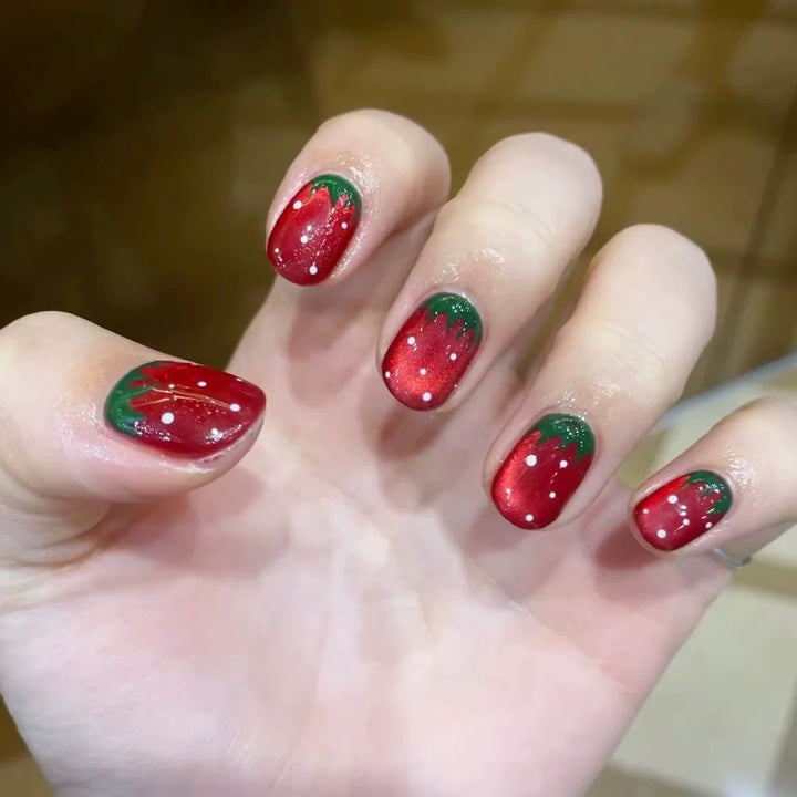 Kreatives Erdbeer-Themen Press-On Nagelkunst Set