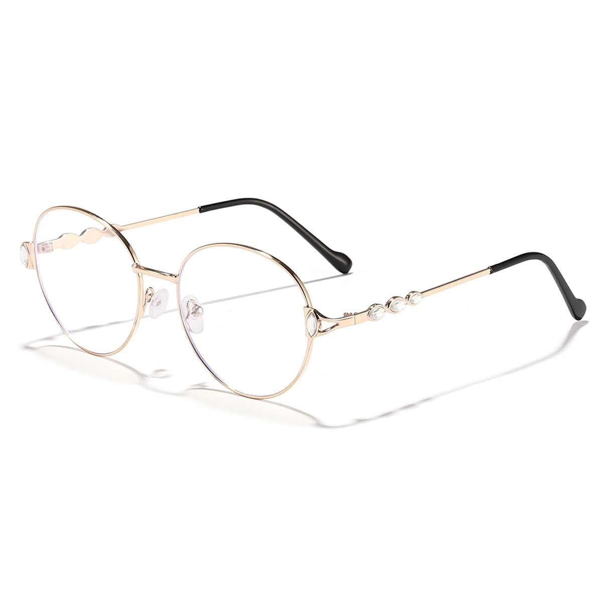Damen runde Sonnenbrille mit elegantem Metallrahmen und verspiegelten Gläsern Karnz