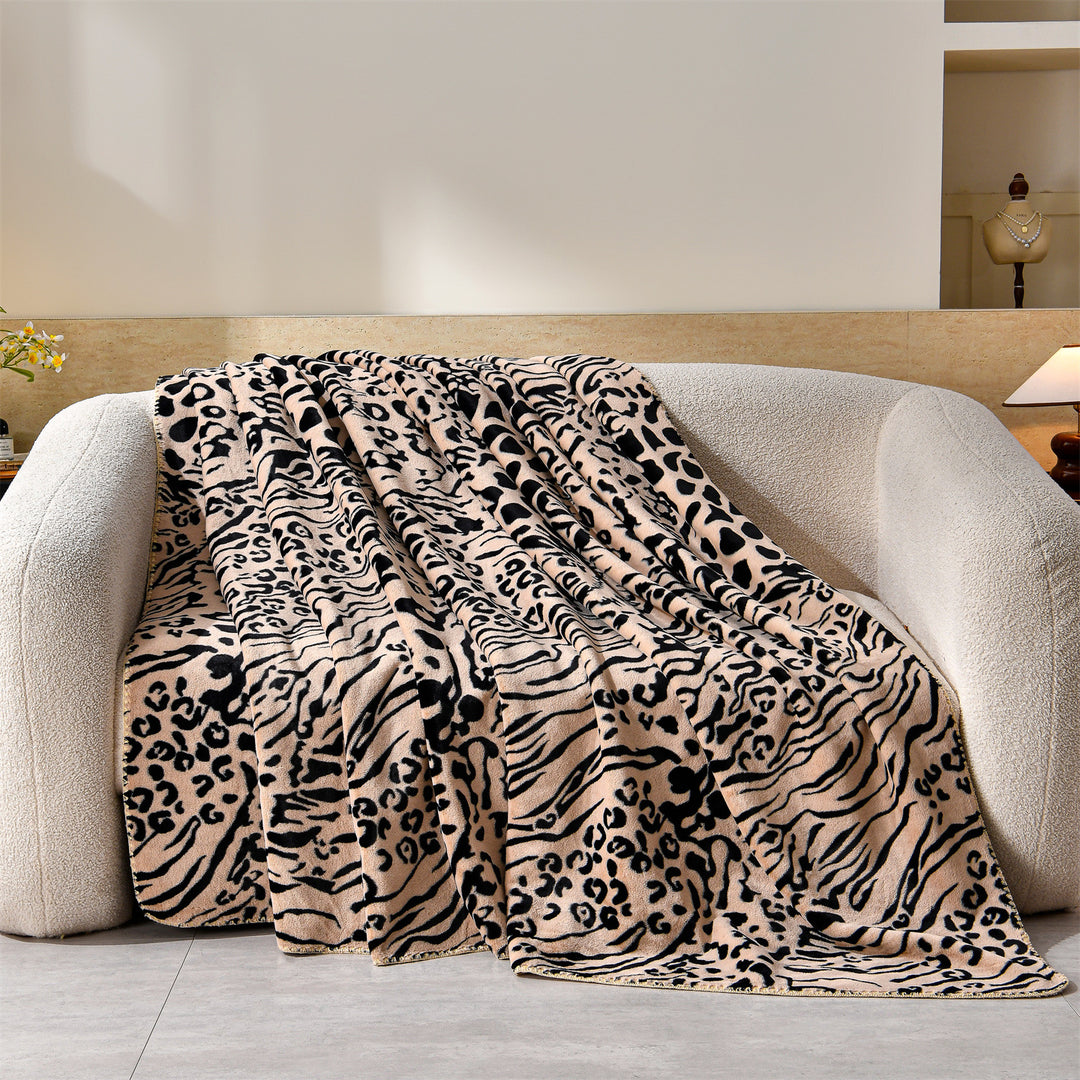Luxus Leopardenmuster Fleece-Wurfdecke Karnz