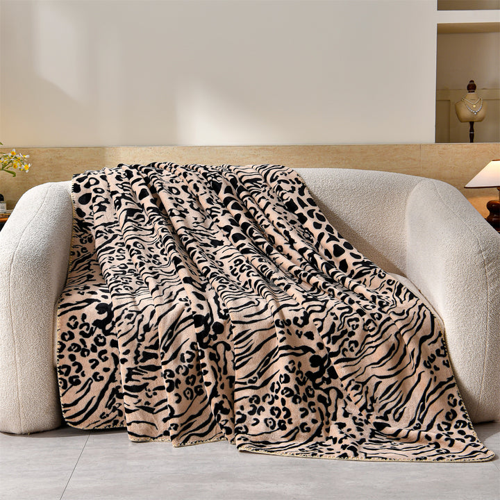 Luxus Leopardenmuster Fleece-Wurfdecke Karnz