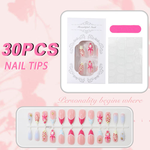Künstlerische florale Press-On Nagelspitzen Karnz