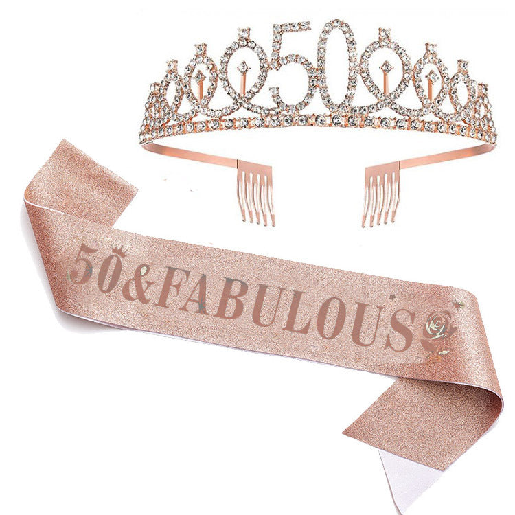 Damen Glitzernde Geburtstagstiaraset mit Sash Karnz